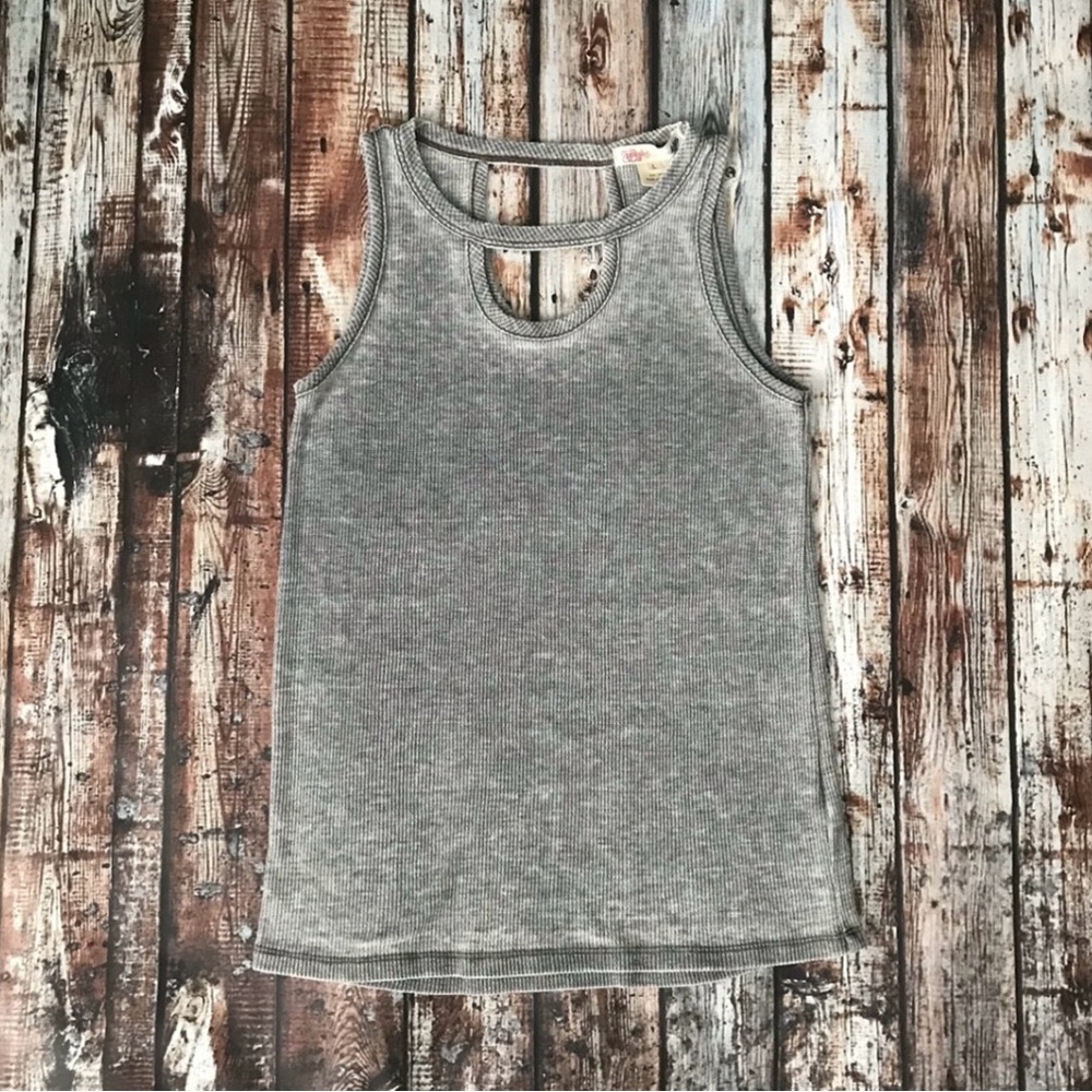Ragdoll & Rockets Gray Ribbed Cutout Tank Top ~ (10-12)